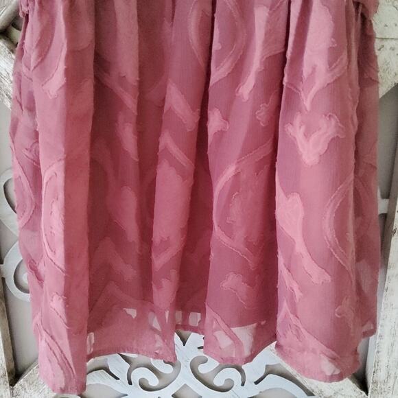 Fanco Women's Flowy Babydoll Button Back Ruffle Tank Top in Dusty Rose - Picture 12 of 16